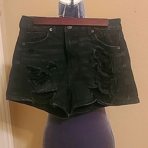 American Eagle Black Distressed Mom Short